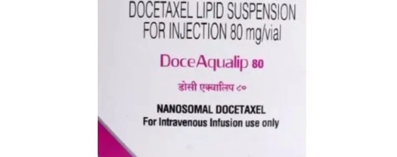 Doceaqualip Docetaxel 80mg Injection – A chemotherapy medication used for treating breast, lung, prostate, and other cancers. Available for export from Rizochem Pharmaceuticals.