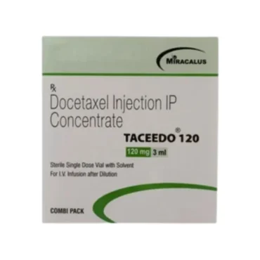 Taceedo 120mg Injection Docetaxel anticancer medicine used for breast, lung, prostate, and head & neck cancer treatment.
