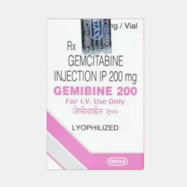 Gemcitabine 200mg Injection – Chemotherapy drug used for treating various cancers such as lung, breast, pancreatic, and bladder cancers, available from Rizochem Pharmaceuticals Wholesaler & Exporter.