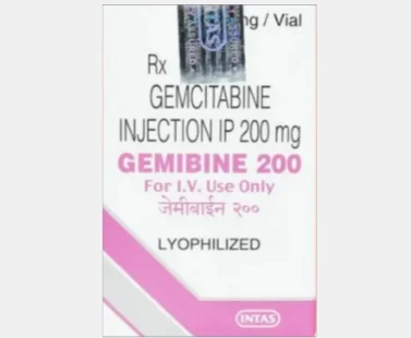 Gemcitabine 200mg Injection – Chemotherapy drug used for treating various cancers such as lung, breast, pancreatic, and bladder cancers, available from Rizochem Pharmaceuticals Wholesaler & Exporter.