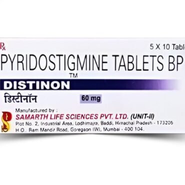 Distinon 60mg Tablet - High-quality medication for treating myasthenia gravis and neuromuscular disorders, available at Rizochem Pharmaceuticals Wholesaler & Exporter.