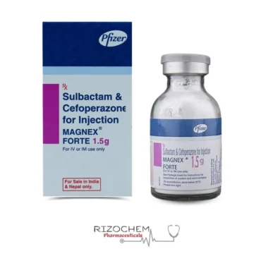 Magnex Forte 1.5gm Injection - Cefoperazone and Sulbactam antibiotic for treating bacterial infections. Available at Rizochem Pharmaceuticals Wholesaler & Exporter.