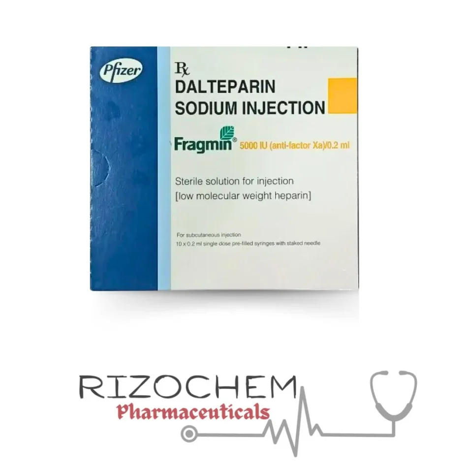 Fragmin Dalteparin 5000IU Injection - Quality Medication from Rizochem Pharmaceuticals.