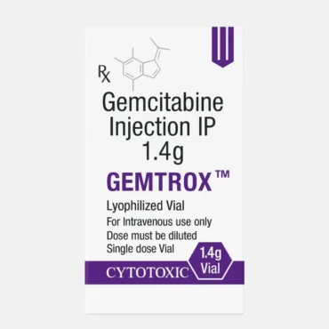 Gemcitabine 1.4g Injection – A cytotoxic chemotherapy drug used to treat cancers such as pancreatic, lung, breast, and ovarian cancer, available from Rizochem Pharmaceuticals Wholesaler & Exporter.”