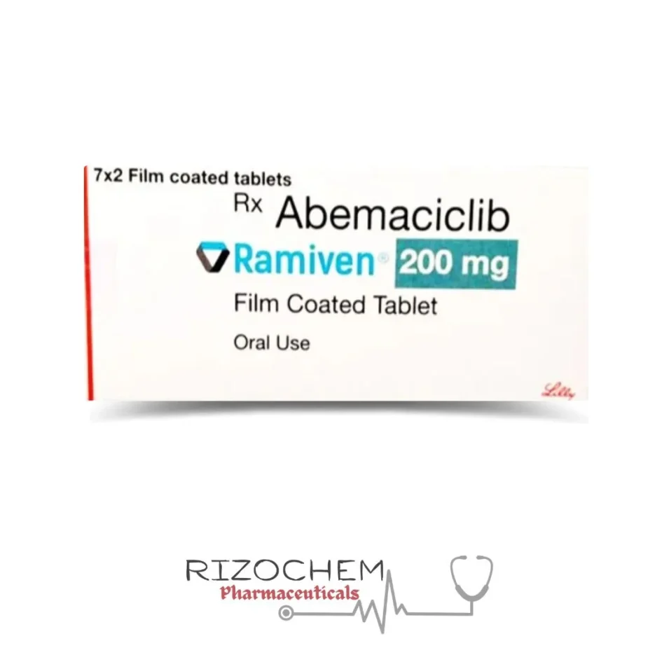 Abemaciclib 200mg Tablet by Rizochem Pharmaceuticals - cancer treatment medication targeting breast cancer cell growth.