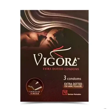 Vigore Condom (Chocolate Flavour) from Rizochem Pharmaceuticals: Premium latex condom with chocolate flavor for enhanced pleasure and protection.