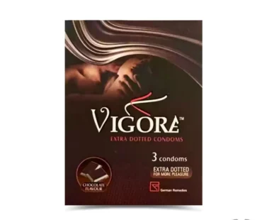 Vigore Condom (Chocolate Flavour) from Rizochem Pharmaceuticals: Premium latex condom with chocolate flavor for enhanced pleasure and protection.