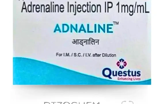 Adrenaline Tartrate Injection vial - Pharmaceutical product for emergency treatment of severe allergic reactions and cardiac arrest.