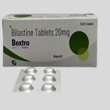 Bextro 20mg Tablet, containing Bilastine, is an antihistamine used for allergy relief. It helps manage symptoms like itching, sneezing, and hives by blocking histamine effects. Consult a healthcare professional for usage guidance.