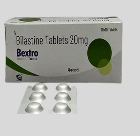 Bextro 20mg Tablet, containing Bilastine, is an antihistamine used for allergy relief. It helps manage symptoms like itching, sneezing, and hives by blocking histamine effects. Consult a healthcare professional for usage guidance.