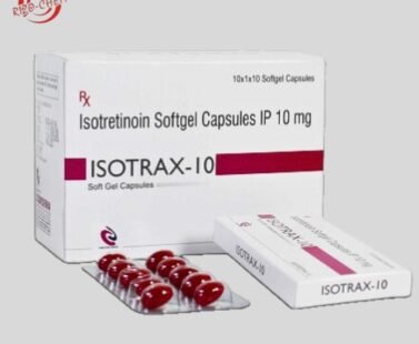 Isotretinoin 10mg Softgel Capsule: Medication for acne treatment, containing 10mg of isotretinoin in a softgel form.