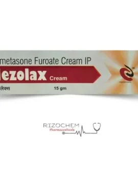 Mezolax Cream 0.1% Mometasone Furoate by Rizochem Pharmaceuticals - Topical corticosteroid for skin inflammation treatment.