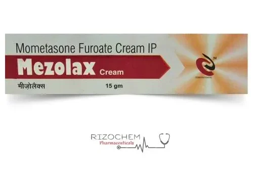 Mezolax Cream 0.1% Mometasone Furoate by Rizochem Pharmaceuticals - Topical corticosteroid for skin inflammation treatment.