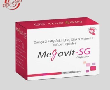 Yellow Methotrexate Megavit SG Softgel Capsule on white background