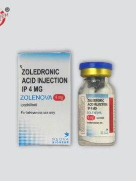 Zolenova 4mg Injections: Medication vial with label indicating the dosage strength and brand name.