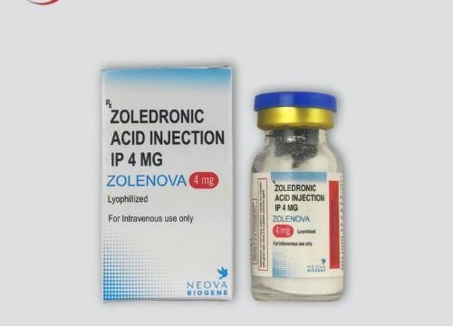 Zolenova 4mg Injections: Medication vial with label indicating the dosage strength and brand name.