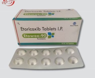 Etowox 90mg Tablet: A small white tablet with 'Etowox 90mg' imprinted on it