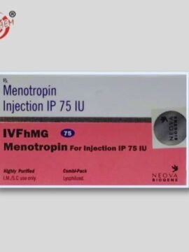 IVFhMG 75IU Injection: Medication vial with dosage indication.