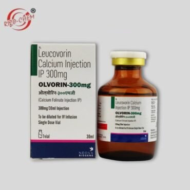 Olvorin 300mg Injection: A vial containing medication for medical treatment.