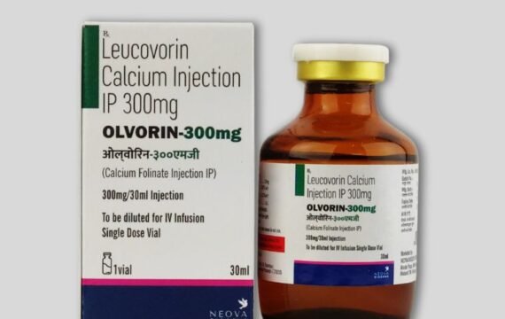 Olvorin 300mg Injection: A vial containing medication for medical treatment.