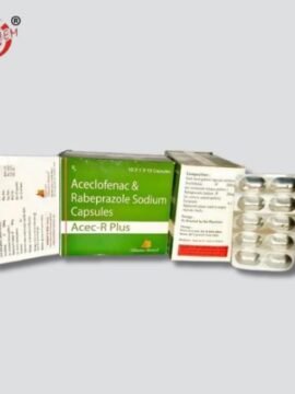 Acec R Plus 200mg/20mg Tablet: a white pill on a clean surface.