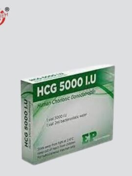Photograph of an IVF medication vial labeled 'hCG 5000IU Injection'.