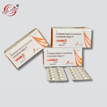 Levosin M tablet 5mg/10mg: medication on white background