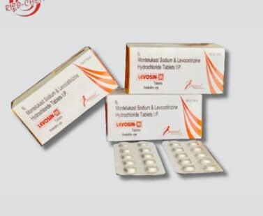 Levosin M tablet 5mg/10mg: medication on white background