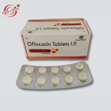 Offwox 200mg Tablet: A small white pill with 'Offwox 200' imprinted on it.