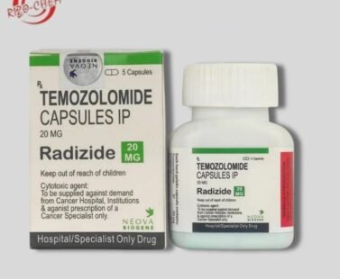 Radizide 20mg Capsules: A close-up image of a bottle labeled 'Radizide 20mg Capsules' with the pills inside.