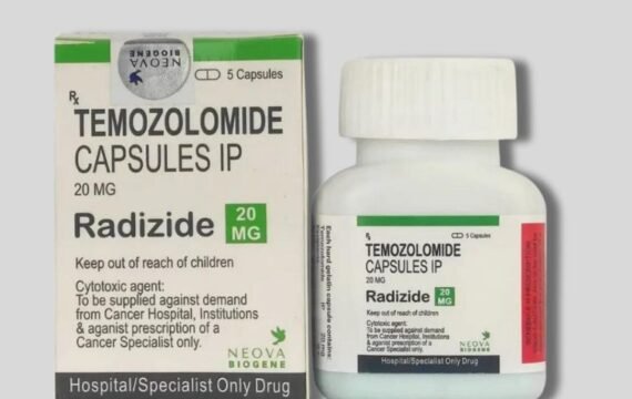 Radizide 20mg Capsules: A close-up image of a bottle labeled 'Radizide 20mg Capsules' with the pills inside.