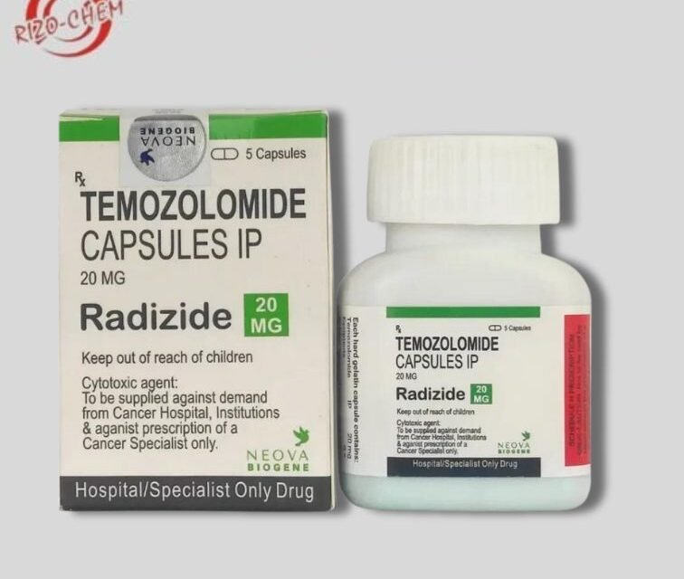 Radizide 20mg Capsules: A close-up image of a bottle labeled 'Radizide 20mg Capsules' with the pills inside.