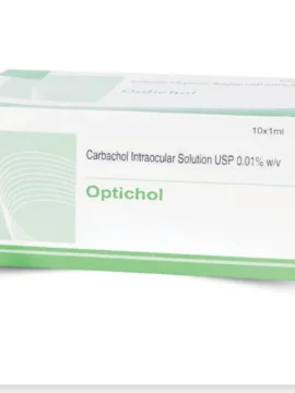 Carbachol Intraocular Solution 1% - a sterile ophthalmic solution used for intraocular pressure reduction in patients with glaucoma or ocular hypertension. Clear liquid in a 15 ml bottle, featuring a precision dropper for accurate application.