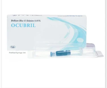 Brilliant Blue G Solution 0.05% vial, sterile blue dye for ophthalmic surgical use, offered by Rizochem Pharmaceuticals Wholesaler & Exporter.