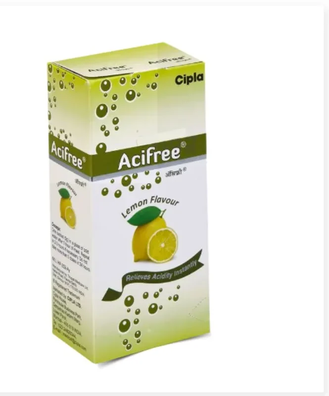 Cipla Acifree Sachet Lemon - Antacid powder for quick relief from acidity and heartburn, available at Rizochem Pharmaceuticals Wholesaler & Exporter.
