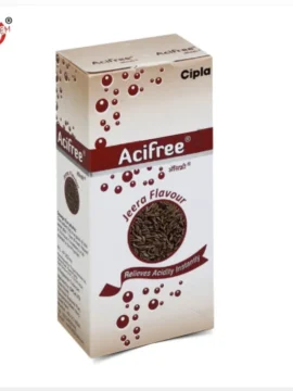 Acifree 5gm (Jeera) sachet by Rizochem Pharmaceuticals, an effective antacid formulation with jeera flavor for quick relief from acidity and indigestion.