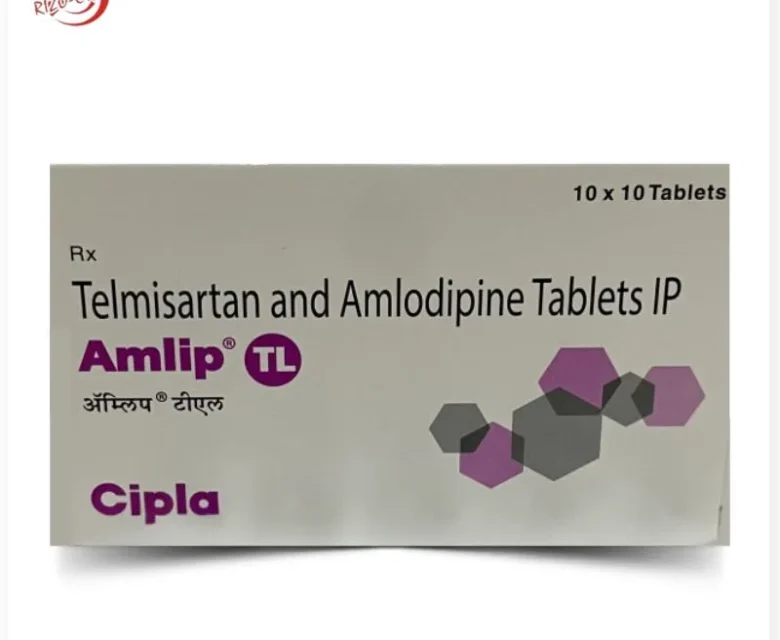 Close-up of Amlip TL Tablet, a combination medicine for managing hypertension and heart-related conditions, available from Rizochem Pharmaceuticals Wholesaler & Exporter.
