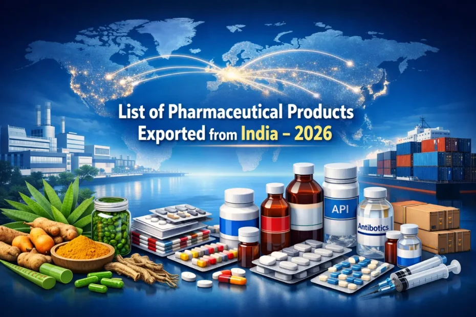 List of pharmaceutical products exported from India including medicines, APIs, herbal products and top pharma export company Rizochem