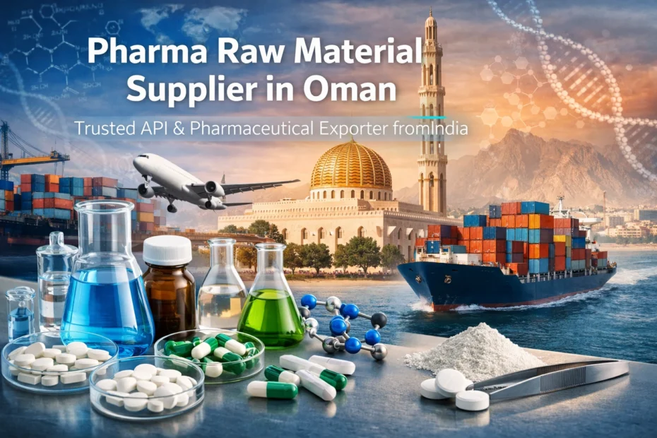 Pharma raw material supplier in Oman exporting APIs, pharmaceutical chemicals, and bulk drug ingredients from India to Oman and Middle East markets.