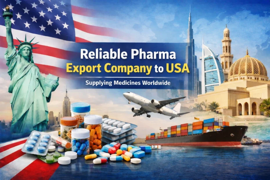 Reliable pharma export company to USA supplying bulk medicines and pharmaceutical products from India to global markets including USA, UAE, and Oman