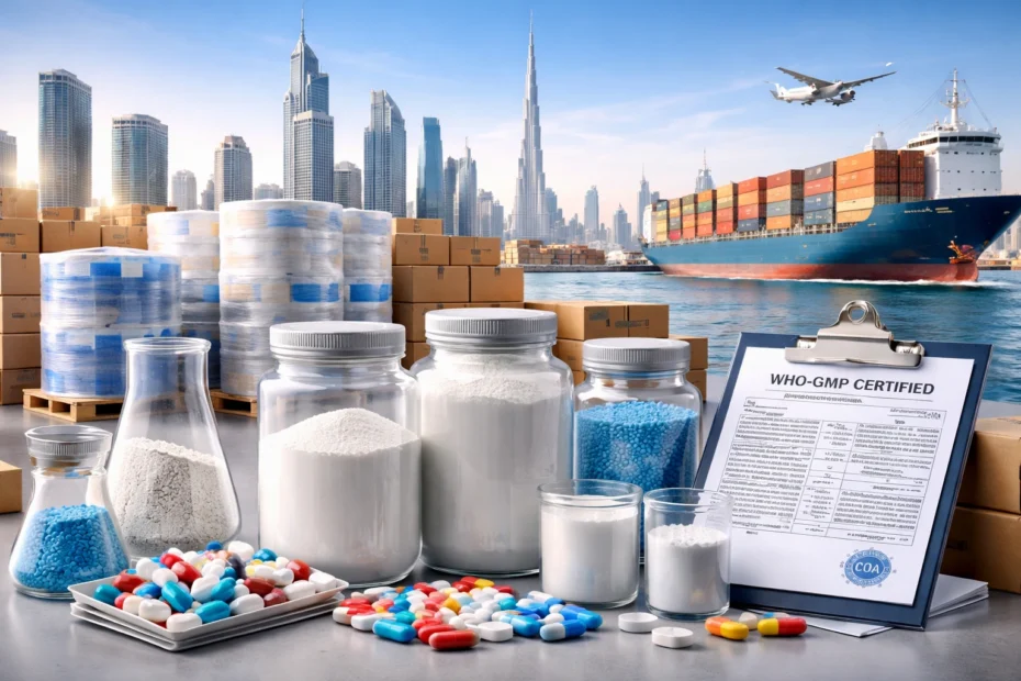 pharmaceutical raw material supplier in UAE bulk API pharma export India to UAE WHO GMP certified supplier